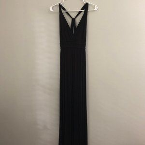 Black V Neck Maxi Dress with Twisted Back